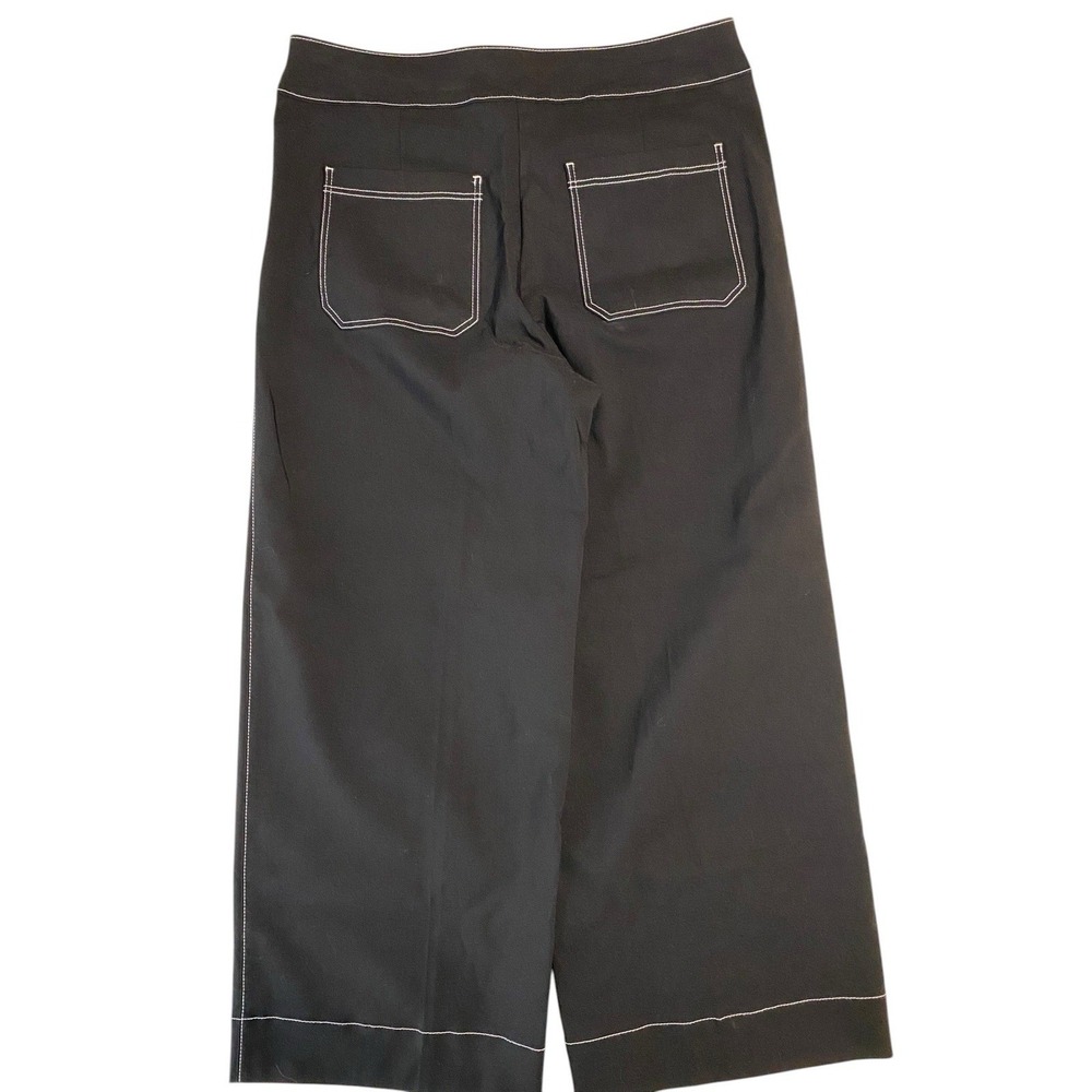 Chico's Brigitte Wide Leg Cropped Pants Black Contrast Stitch Size 1.5 R US 10 - Picture 7 of 8